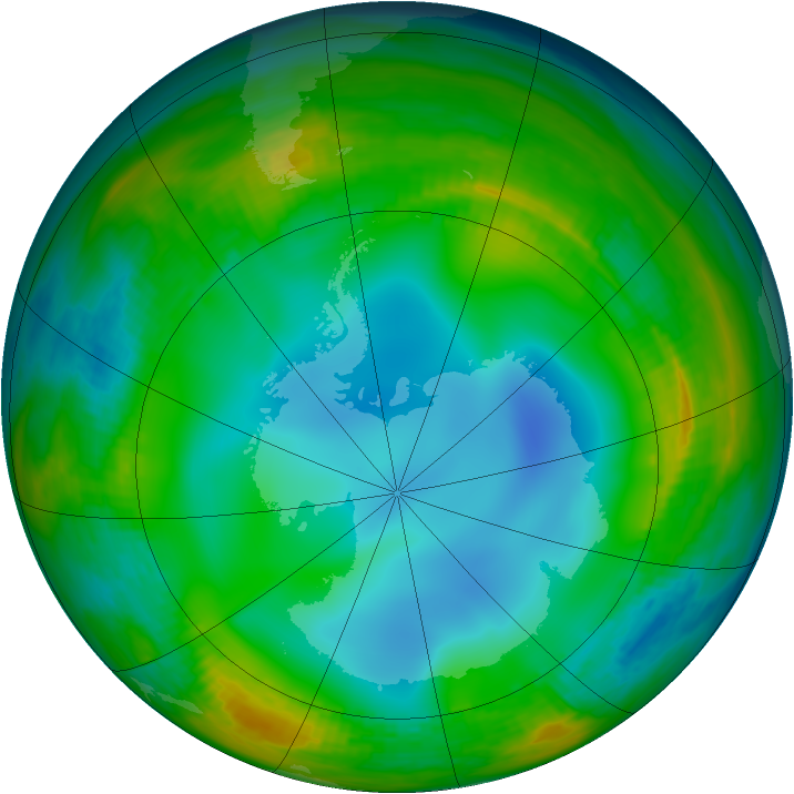 Antarctic ozone map for 27 June 1983